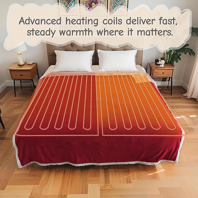 Electric Heated Blanket Throw Size 50"x60", Soft Flannel - Image 4