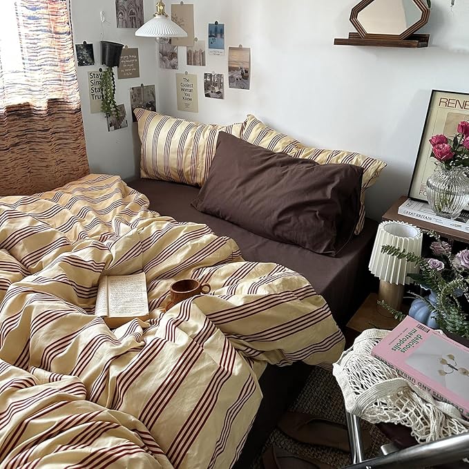 mixinni Retro Striped Duvet Cover Set California King - Image 2