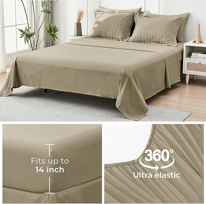 HYMOKEGE Linen Twin XL Comforter Set Seersucker 5 Pieces, All Season Luxury Bed - Image 7