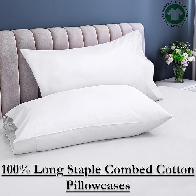 Royale Linens White Cotton Pillow Cases Standard Size Set of 12 - Image 5