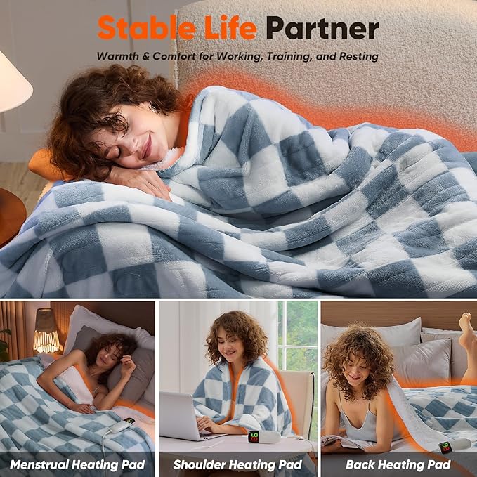 Heated Electric Blanket Twin Size, 62X84 Heating Blanket - Image 5