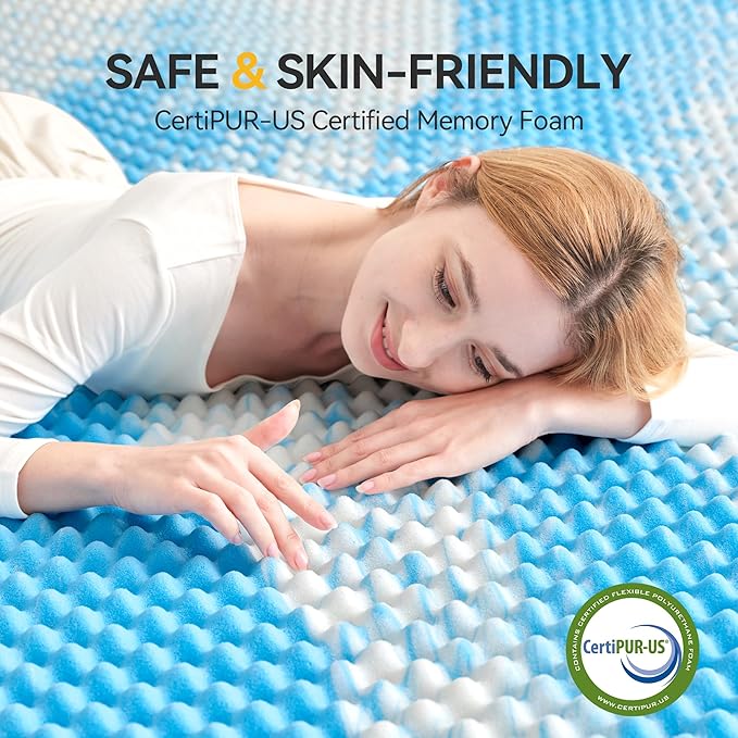 SINWEEK 2 Inch Egg Crate Memory Foam Mattress Topper Twin XL, Twin Extra Long - Image 4