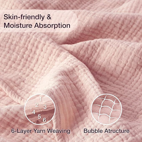 100% Cotton Muslin Blanket 50"x 60", 6 Layers Breathable and Lightweight Cotton - Image 2