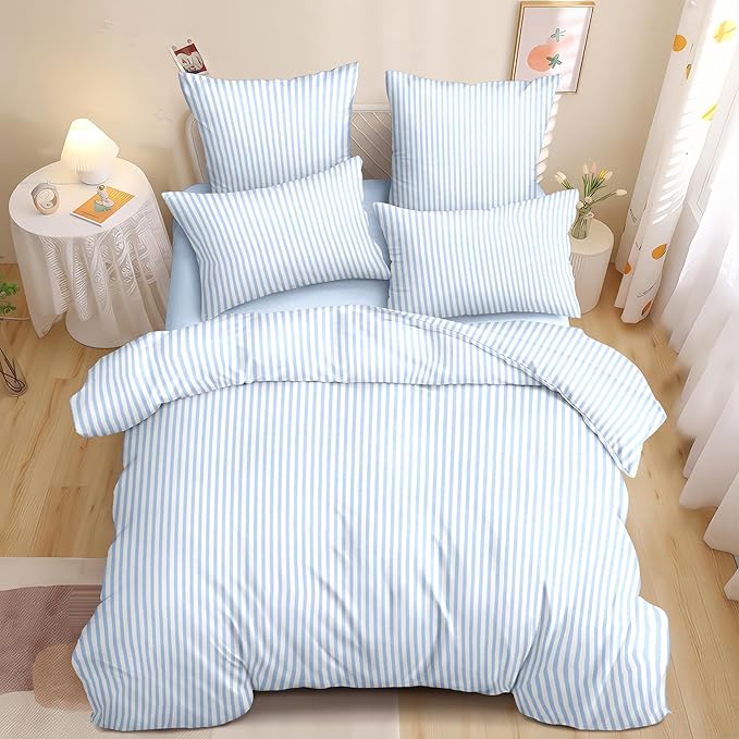 Nayoroom Blue Striped Duvet Cover Queen Size White Stripe Duvet Cover Dorm by Nayoroom