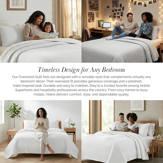 Southshore Fine Living, Inc. White Queen Quilt Bedding Set, Dual Fit Luxury - Image 7