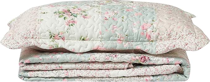 Brilliant Sunshine Rose and Sage Quilt Set, 2-Piece Bedding Sets, Traditional - Image 7