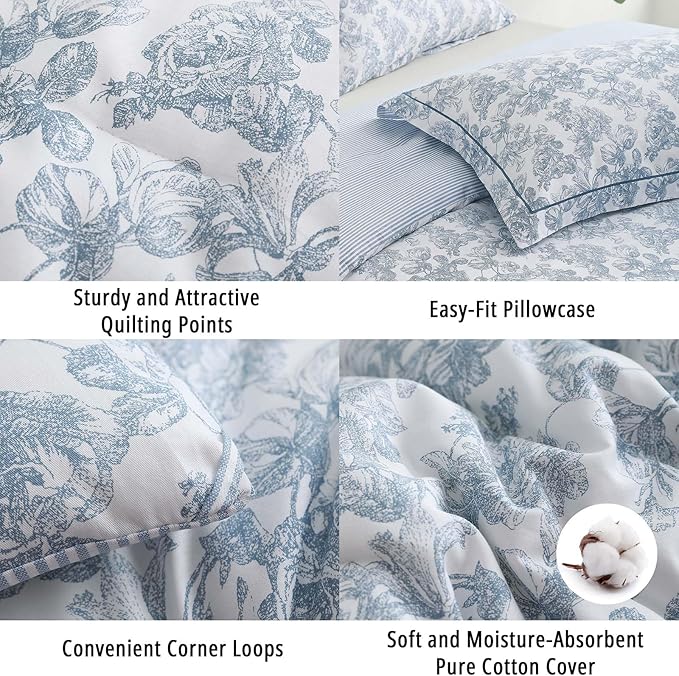 LEMIROE Vintage Cotton Comforter Queen Size 3Pcs - Image 5
