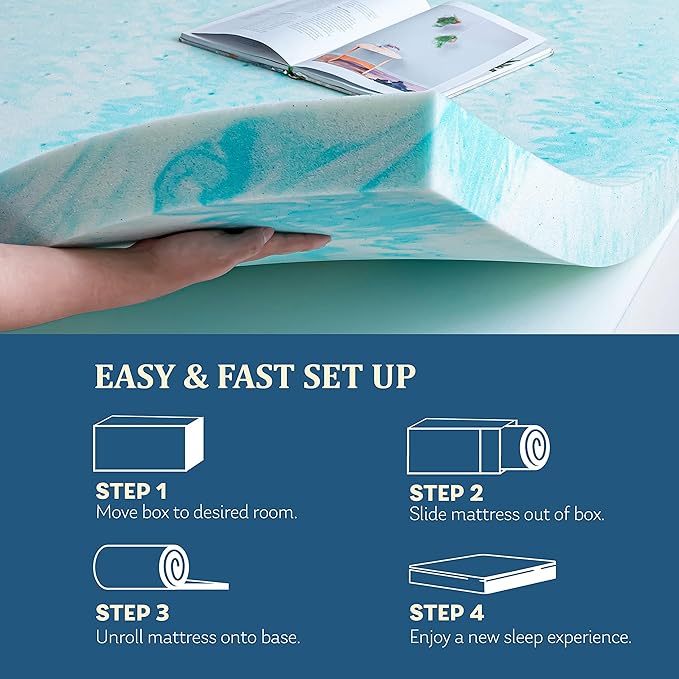 EGO Topper 3 Inch Cal King Memory Foam Mattress Topper, Cooling Gel Foam - Image 7