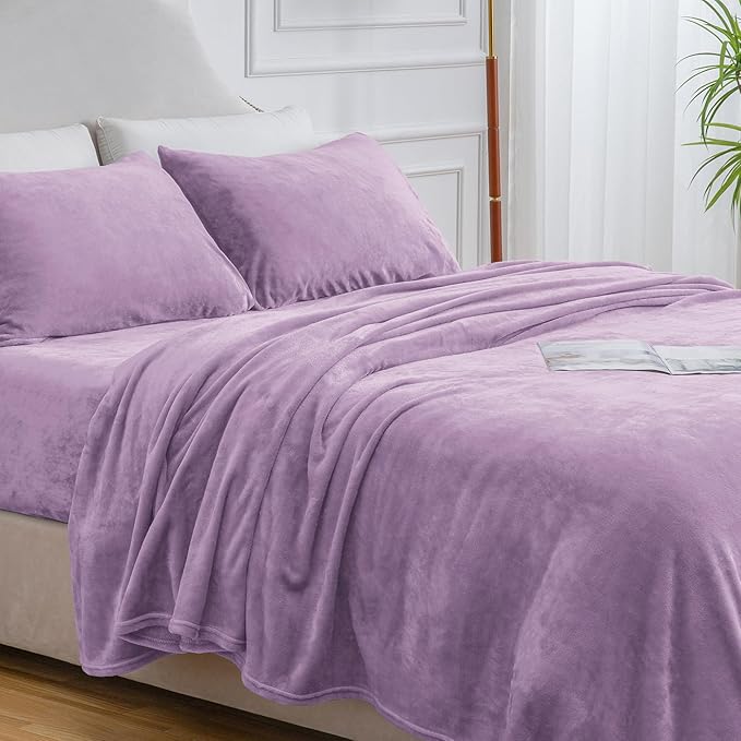 BEDELITE Flannel Sheets Queen Size Lavender - Image 9