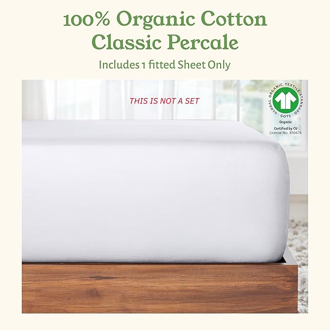 California Design Den 100% Organic Cotton Fitted Sheet Queen Size Only - Image 4