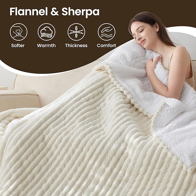 Heated Blanket Electric Blanket 62"x84", Soft Flannel Sherpa Electric Throw - Image 7