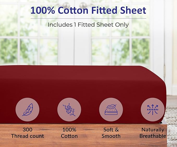 ROYALE LINENS 300 Thread Count 100% Long Staple Combed Cotton Fitted Sheet Twin - Image 4
