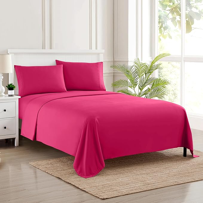 Twin XL Size Sheet Set with Built-in Sheet Straps by SweetHomeCollection