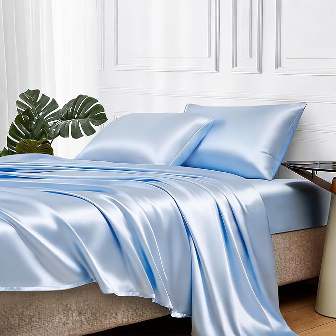 MR&HM Satin Bed Sheets, Full Size Sheets Set by MRHM