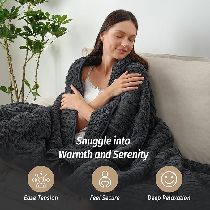 Wemore Jacquard Fleece Weighted Blanket King Size 80" x 87" 15lbs, Ultra Soft - Image 5