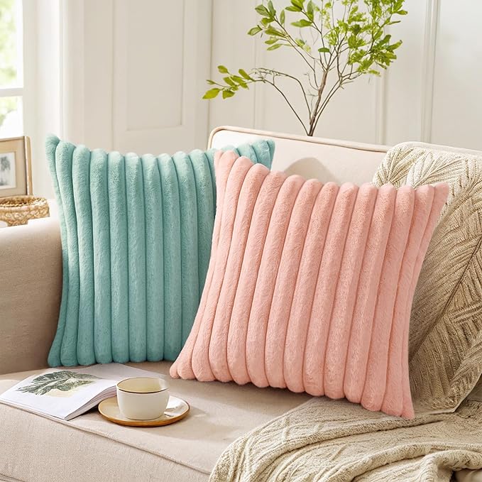 Pallene Faux Fur Plush Throw Pillow Covers 24x24 Set of 2, Luxury Soft Fluffy - Image 5