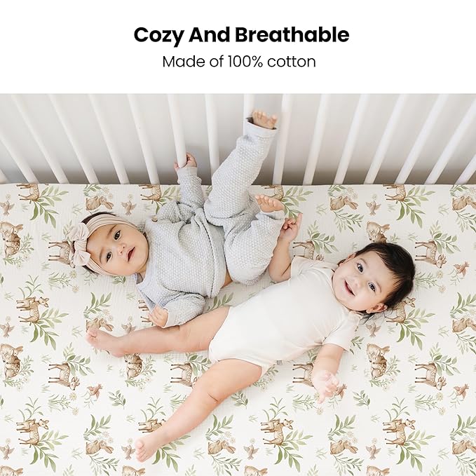 Konssy Muslin Crib Sheets 2 PCS, 100% Cotton Baby Crib Sheets - Image 2