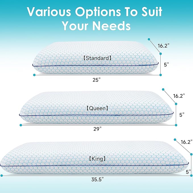 CushyOasis Memory Foam Pillows for Side, Back and Stomach Sleepers, Bed Pillow - Image 3