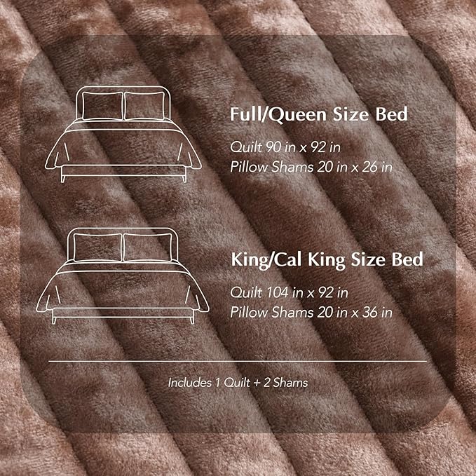 EVERGRACE Velvet Quilt Set Full Queen Size, Luxurious Soft Striped Channel - Image 8