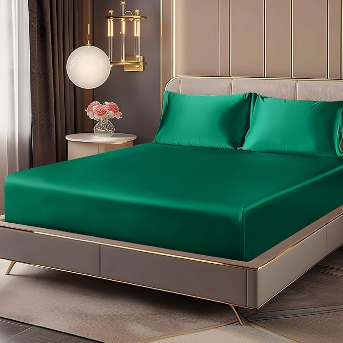 BEDELITE Satin Fitted Sheet and Pillowcase Set, Luxury Soft Similar to Silk by BEDELITE