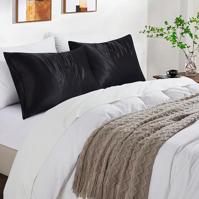 Satin Pillowcases with Zipper （20x30）, Queen Size Pillowcases Set of 2 - Image 2