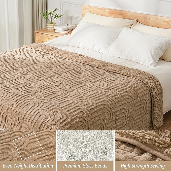 Wemore Jacquard Fleece Weighted Blanket Twin Size 48" x 72" 12lbs, Ultra Soft - Image 4