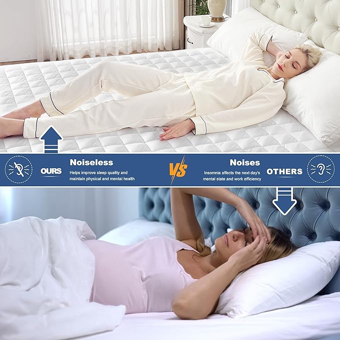 GRT Twin Waterproof Mattress Pad, 100% Waterproof Quilted Fitted Mattress - Image 4
