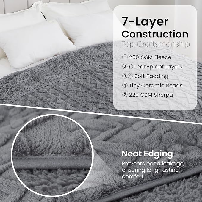 Drewin Weighted Blanket 20lbs, Dual Sided Fluffy Fuzzy Sherpa Queen Size - Image 6
