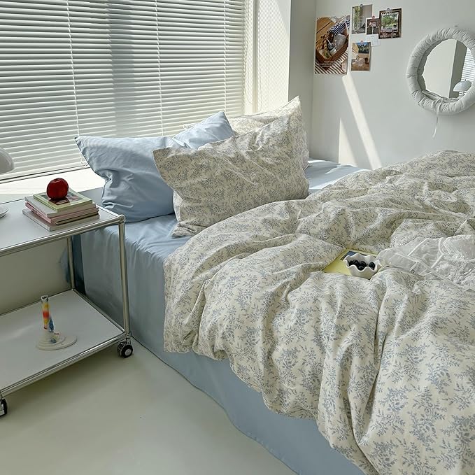 mixinni Blue Floral Duvet Cover Twin XL Size - Image 8