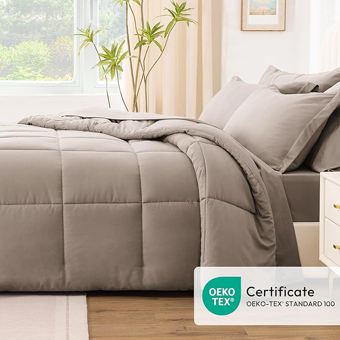 Love's cabin Twin XL Comforter Set Light Brown, 5 Pieces Twin XL Bed in a Bag - Image 5