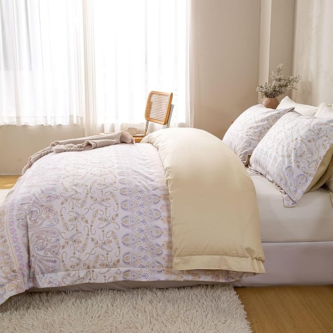 OAITE Duvet Cover Set King Size Floral Pattern Ultra Soft 100% Cotton Duvet - Image 5