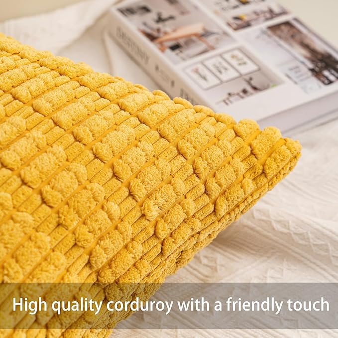 Aegero Pack of 2 Corduroy Decorative Throw Pillow Covers 18x18 InchSoft Boho - Image 2