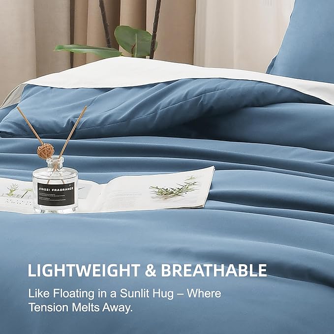 Litanika Comforters Queen Size Ocean Blue, 3 Pieces Lightweight Solid Bedding - Image 6