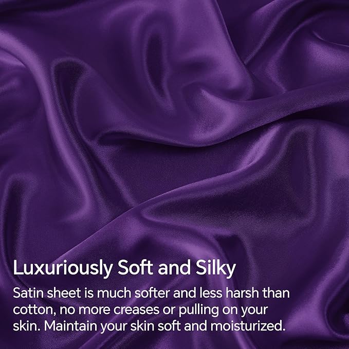 BEDELITE Satin Fitted Sheet and Pillowcases Set, Luxury Soft Similar to Silk - Image 3