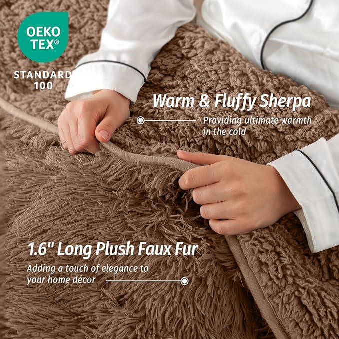 Wemore Shaggy Long Fur Faux Fur Weighted Blanket, Cozy and Fluffy Plush Sherpa - Image 2