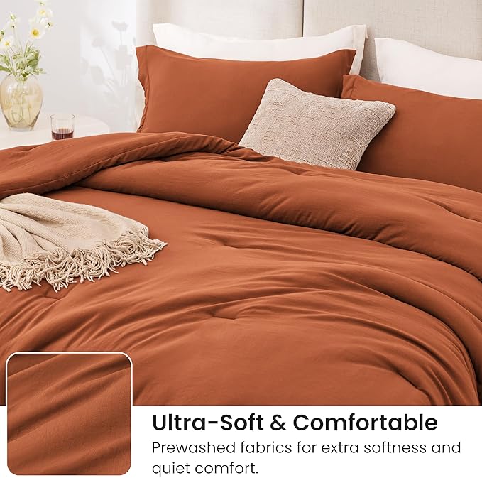 Love's cabin Terracotta Queen Comforter Set, 3-Piece Prewashed Bed Set - Image 4