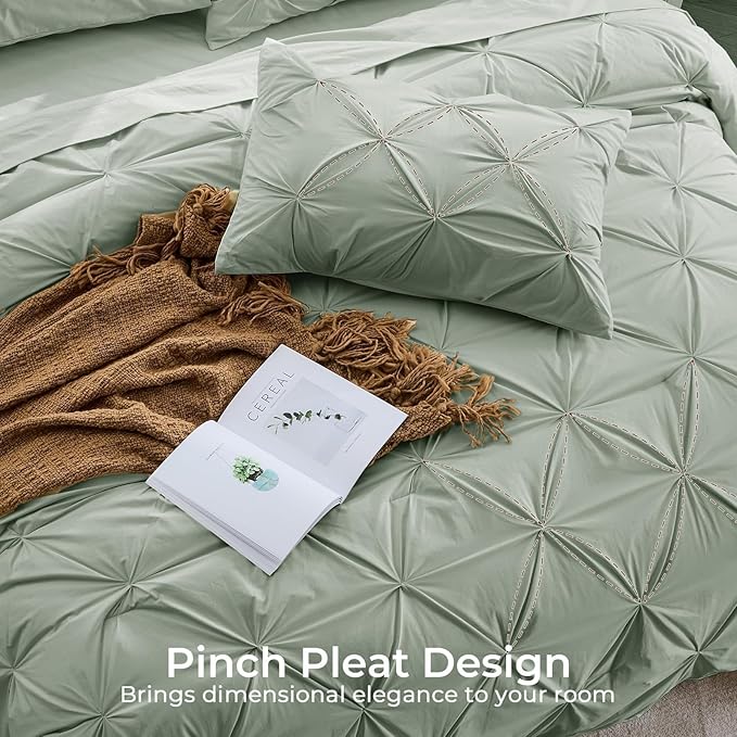 Sasttie King Size Comforter Set, 7-Piece Bed in a Bag, Pintuck Bedding Sets - Image 4