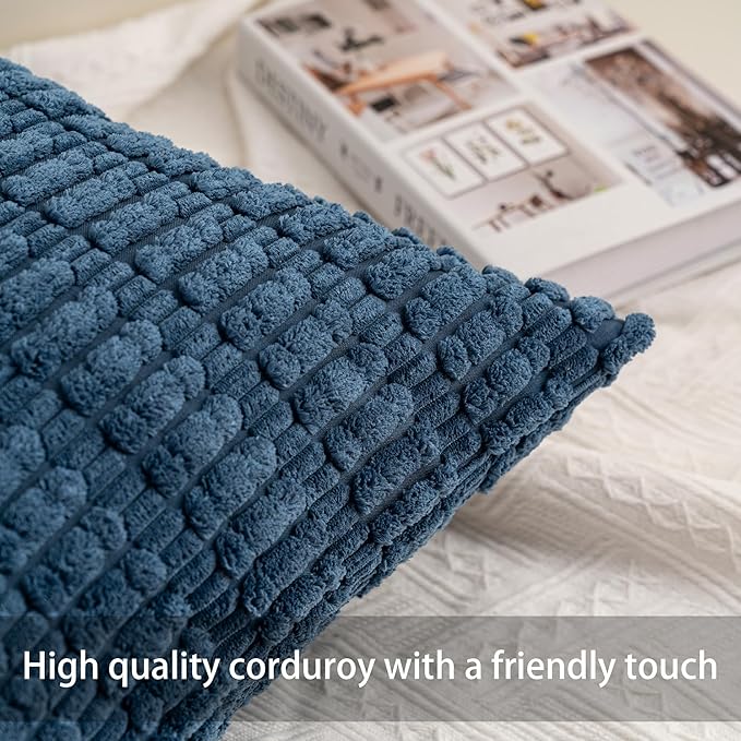 Aegero Pack of 2 Corduroy Decorative Throw Pillow Covers 18x18 InchSoft Boho - Image 2