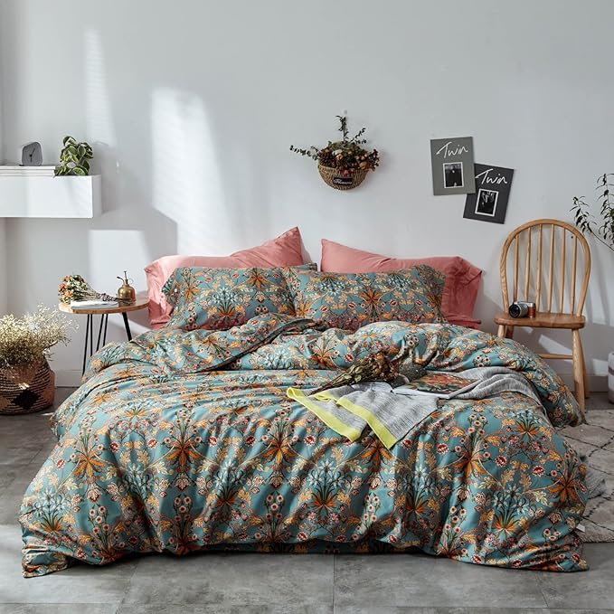 mixinni Vintage Style Garden Flower Duvet Cover Set by mixinni