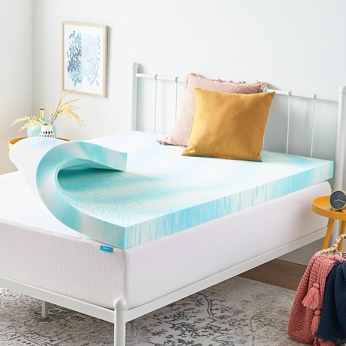 Linenspa 4 Inch Swirl Gel Memory Foam Mattress Topper, Queen Size – Cooling Gel by Linenspa