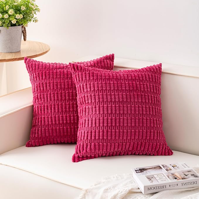 Aegero Pack of 2 Corduroy Decorative Throw Pillow Covers 20x20 Inch Soft by Unknown