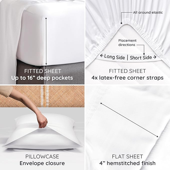 Bambaw 100% Viscose Derived from Bamboo Sheets California King Size – 4pcs Deep - Image 5