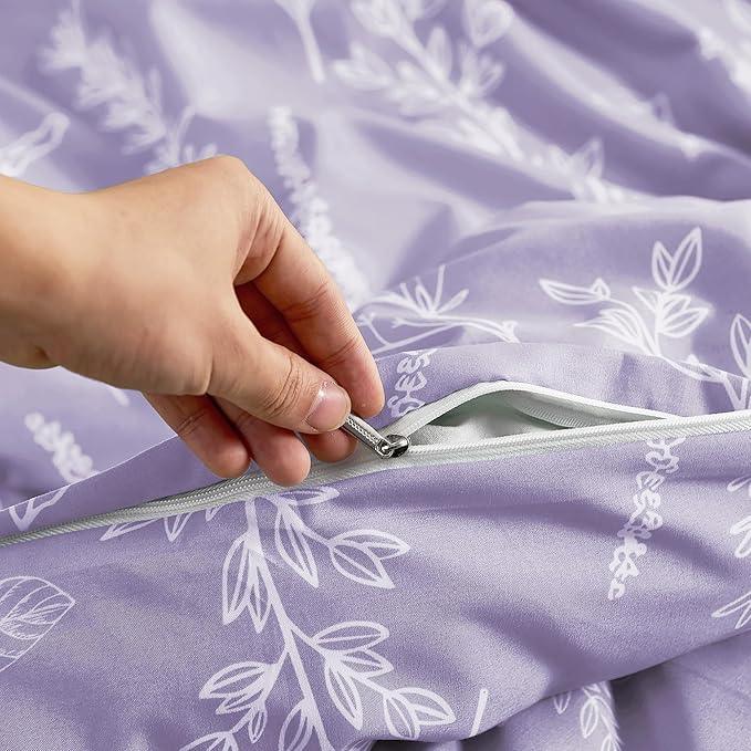 MUXHOMO Duvet Cover Full Size, Reversible Floral Lavender Duvet Cover Set - Image 7