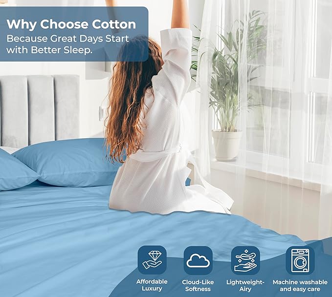 Royale Linens 100% Organic Cotton Twin Flat Sheet Only - Image 7