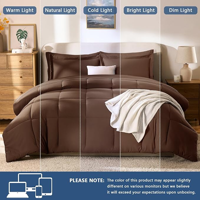 CozyLux Twin XL Comforter Set Brown - Image 6
