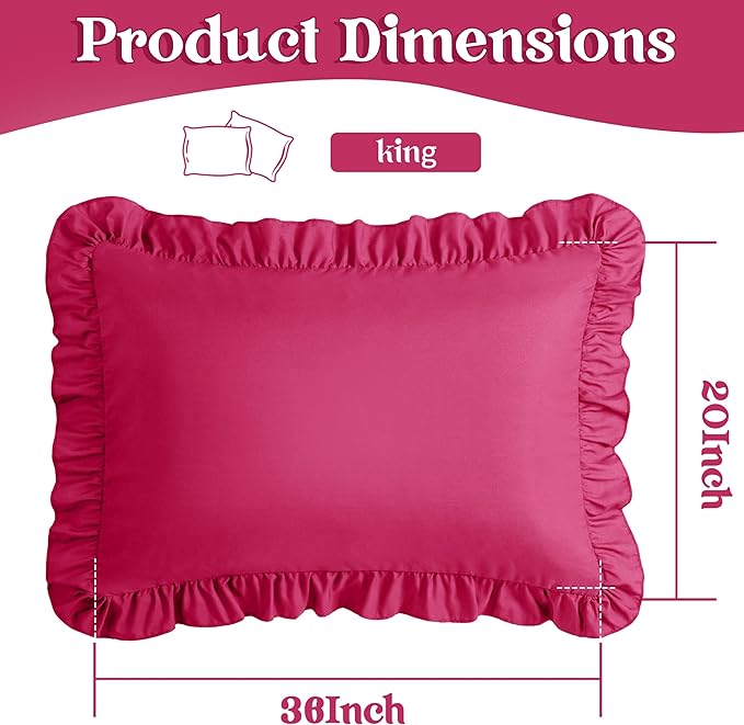 KKJIAF Ruffle Pillow Cases King Size Set of 2, Ruffled Pillow Covers - Image 3