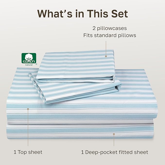 California Design Den Soft 100% Cotton Sheets Queen Size Set, 400 TC Good - Image 4