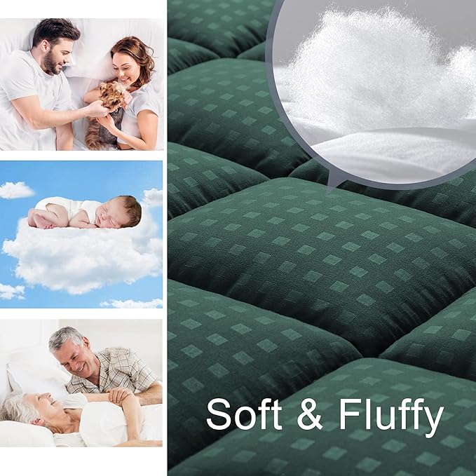 HYLEORY California King Mattress Pad Quilted Fitted Mattress Protector Cooling - Image 3