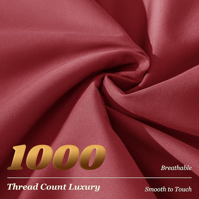 LBRO2M 1000 Thread Count 100% Egyptian Cotton Sheets Set Queen Size, 4 Piece - Image 3