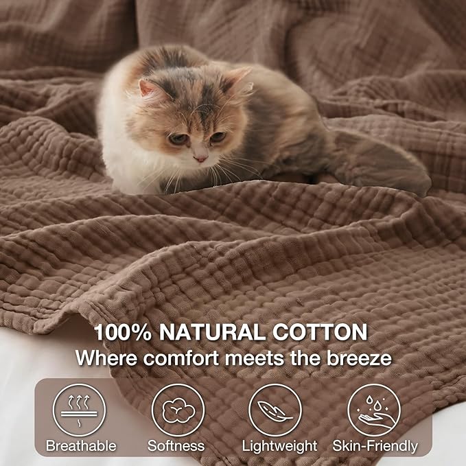 100% Cotton Muslin Blanket 40" x 40", Breathable and Lightweight Cotton Throw - Image 4